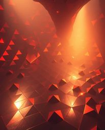 Immerse yourself in a massive, epic scene featuring a seamless geometric pattern of hexagons and triangles rendered in a vibr