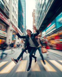 This collection captures dynamic street photography with a surreal twist, showcasing abstract 3D shapes floating amidst urban