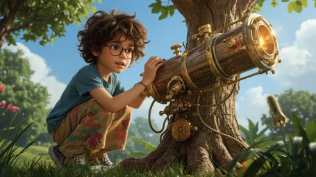 A highly detailed, high-resolution, commercial-quality stock photo of a bright-eyed, bespectacled homeschooled genius, around