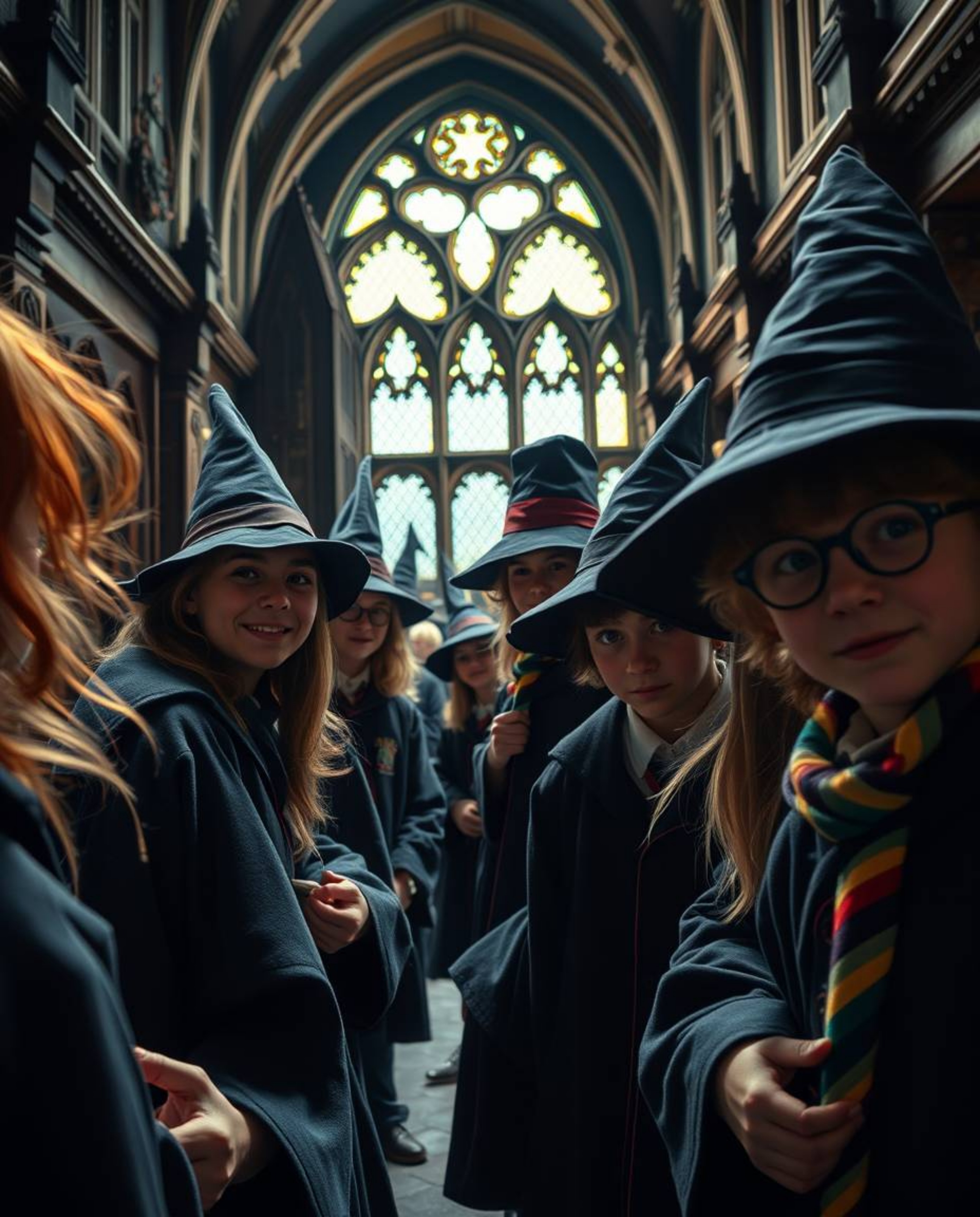 Explore a magical school teeming with young wizards, captured in breathtaking extreme macro close-up. Witness the vibrant dan