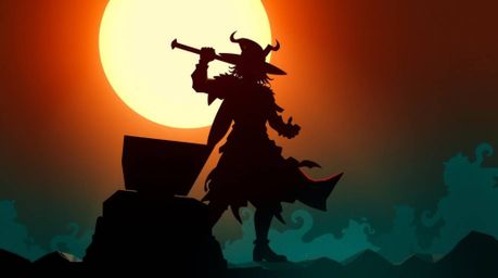 A silhouetted trickster character in Isekai anime style is about to meet his fate under a falling anvil. Rendered using a str