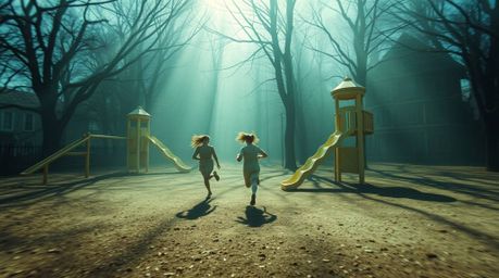 Experience a dreamlike journey through surreal imagery, featuring gentle soft light and a dramatic slow-motion run through a 