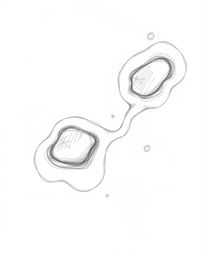 A hand-drawn sketch featuring futuristic 3D fluid shapes with glowing edges pops against a deep blue background. The rough, t