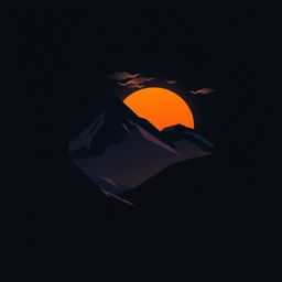 This stunning geometric logo features a captivating sunset over a peaceful mountain valley, emphasizing intense and dramatic 
