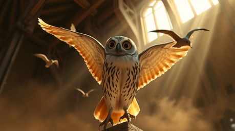Experience a captivating architectural color photograph brought to life with Pixar-style artistry. Volumetric lighting emphas