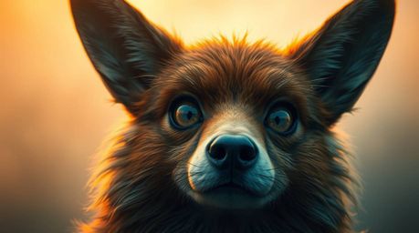 Explore the surreal combination of thick fog and warm golden glow, brought to life with a sarcastic animal sidekick boasting 