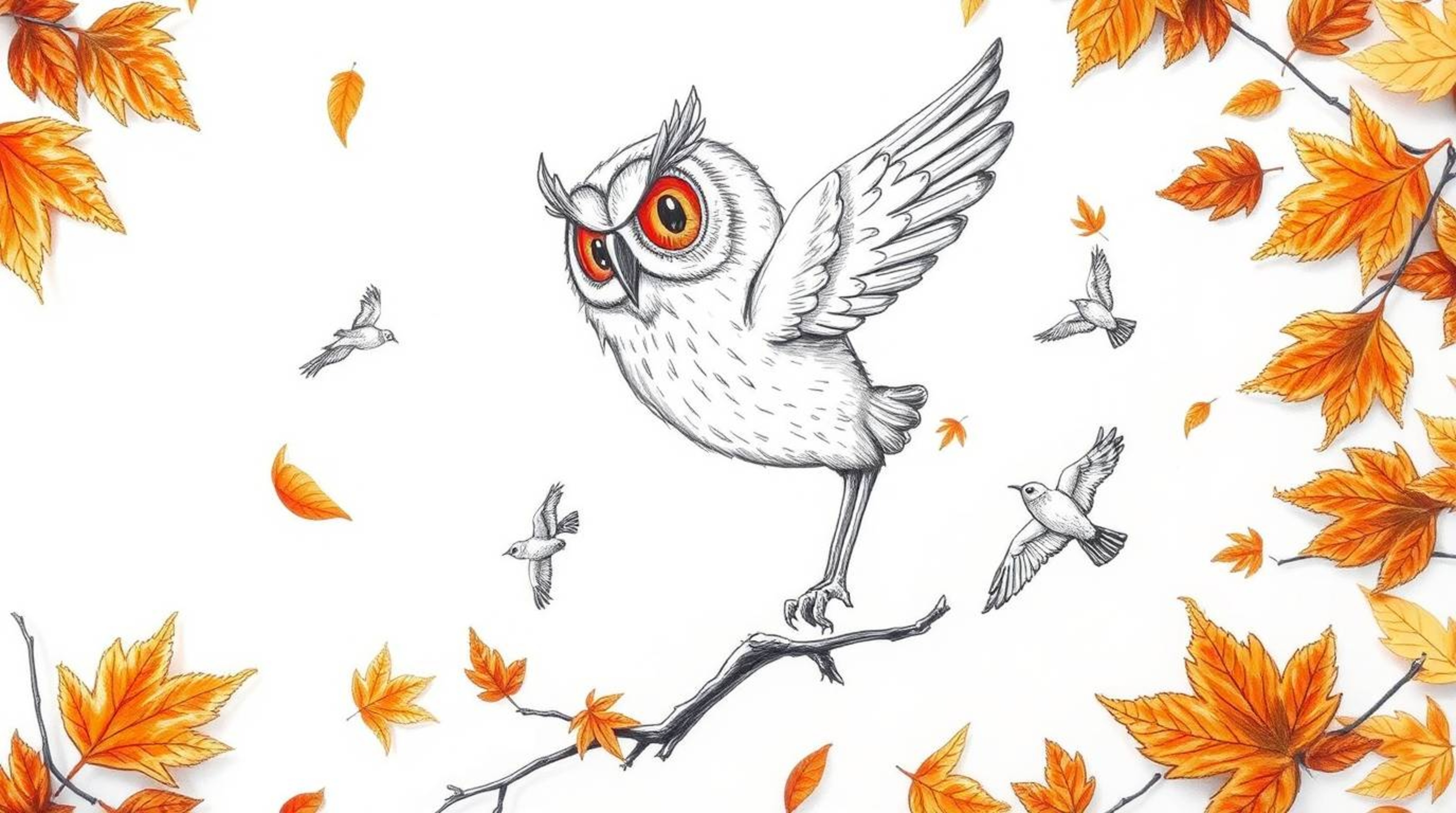 A heartwarming hand-drawn sketch reminiscent of Pixar, portrays a sightless owl with a soft, feathery texture, skillfully lea