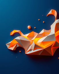 Experience a mesmerizing visual fusion of intricate origami and futuristic design.  Warm golden light illuminates complex fol