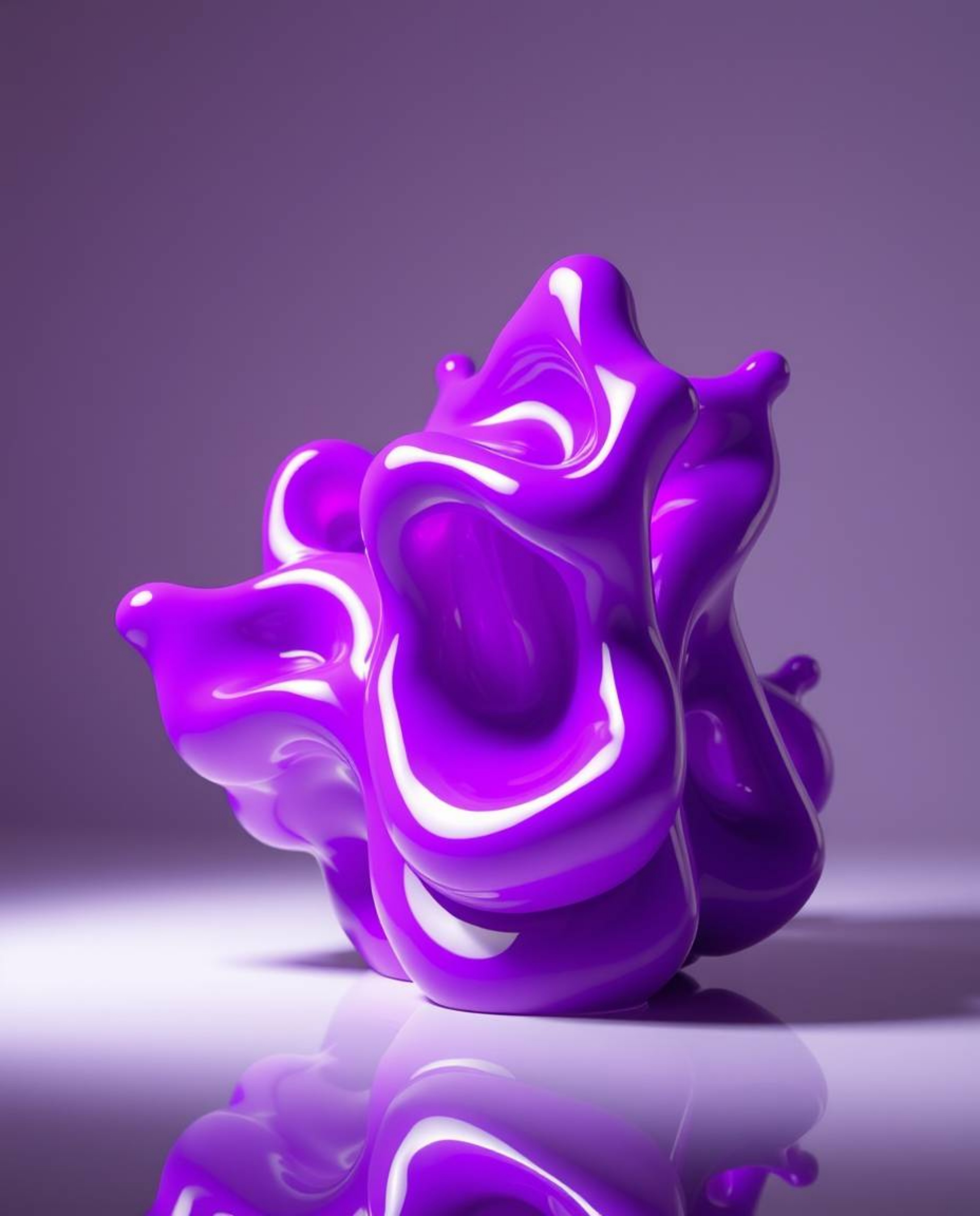 Explore stunning sculptural 3D fluid shapes crafted from mercury, showcasing a reflective surface under strong studio lightin