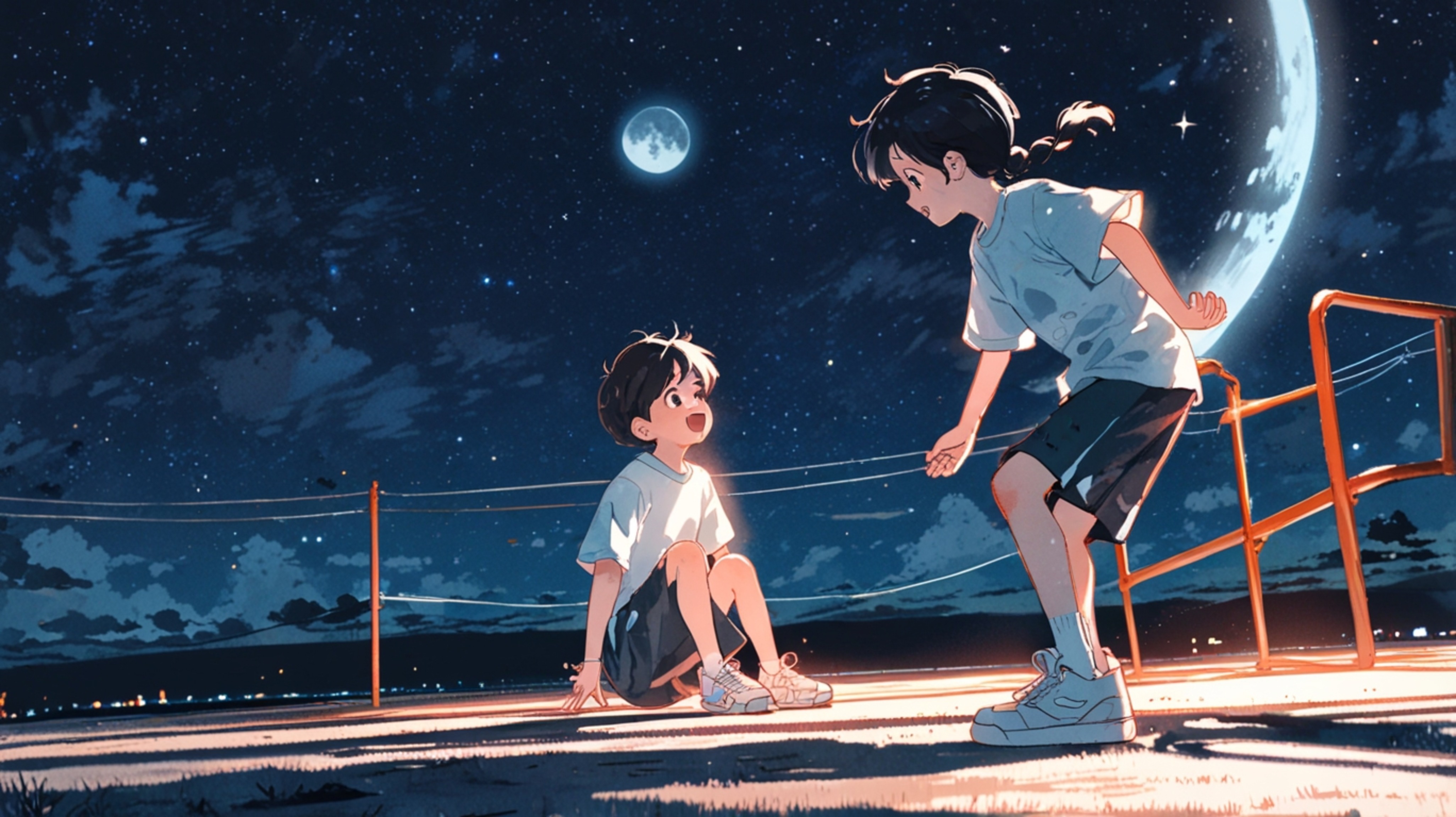 Immerse yourself in a heartwarming, Pixar-style anime that tells the story of a unique friendship between a kid and the moon.