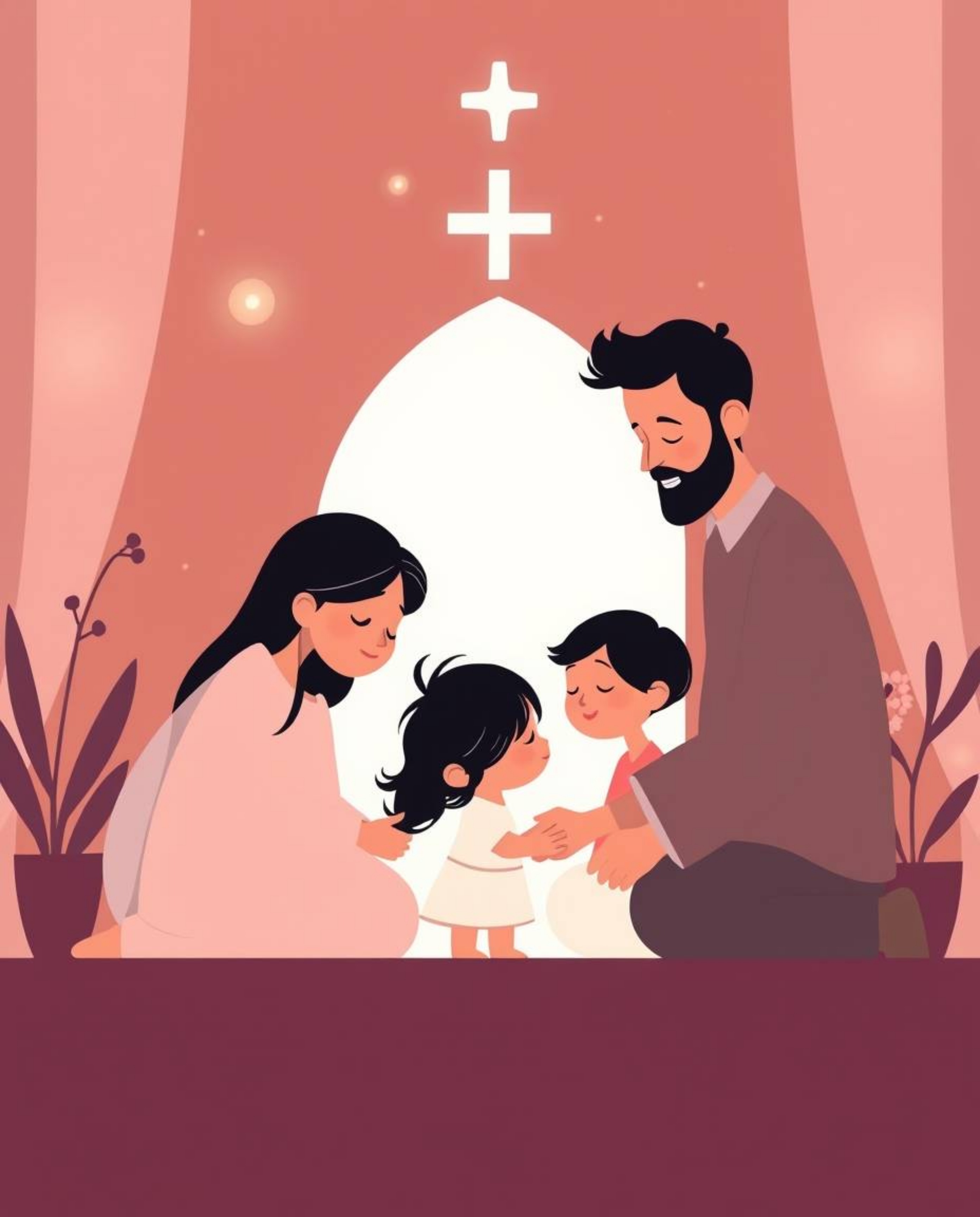 Experience the warmth of a heartfelt family reunion captured in a modern, ethereal flat design illustration reminiscent of Pi