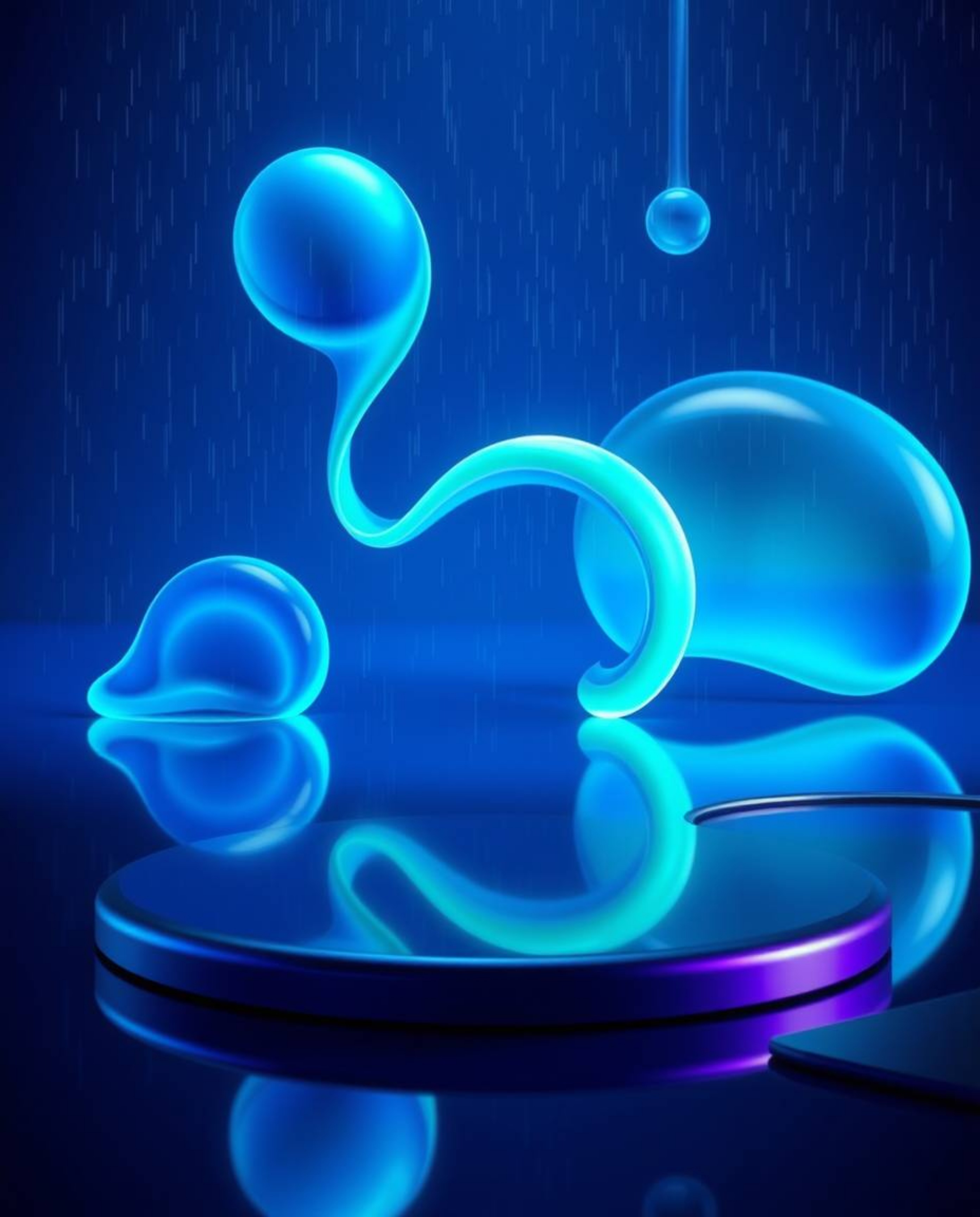 Immerse yourself in a mesmerizing scene featuring futuristic 3D fluid shapes with captivating glowing edges, set against a de