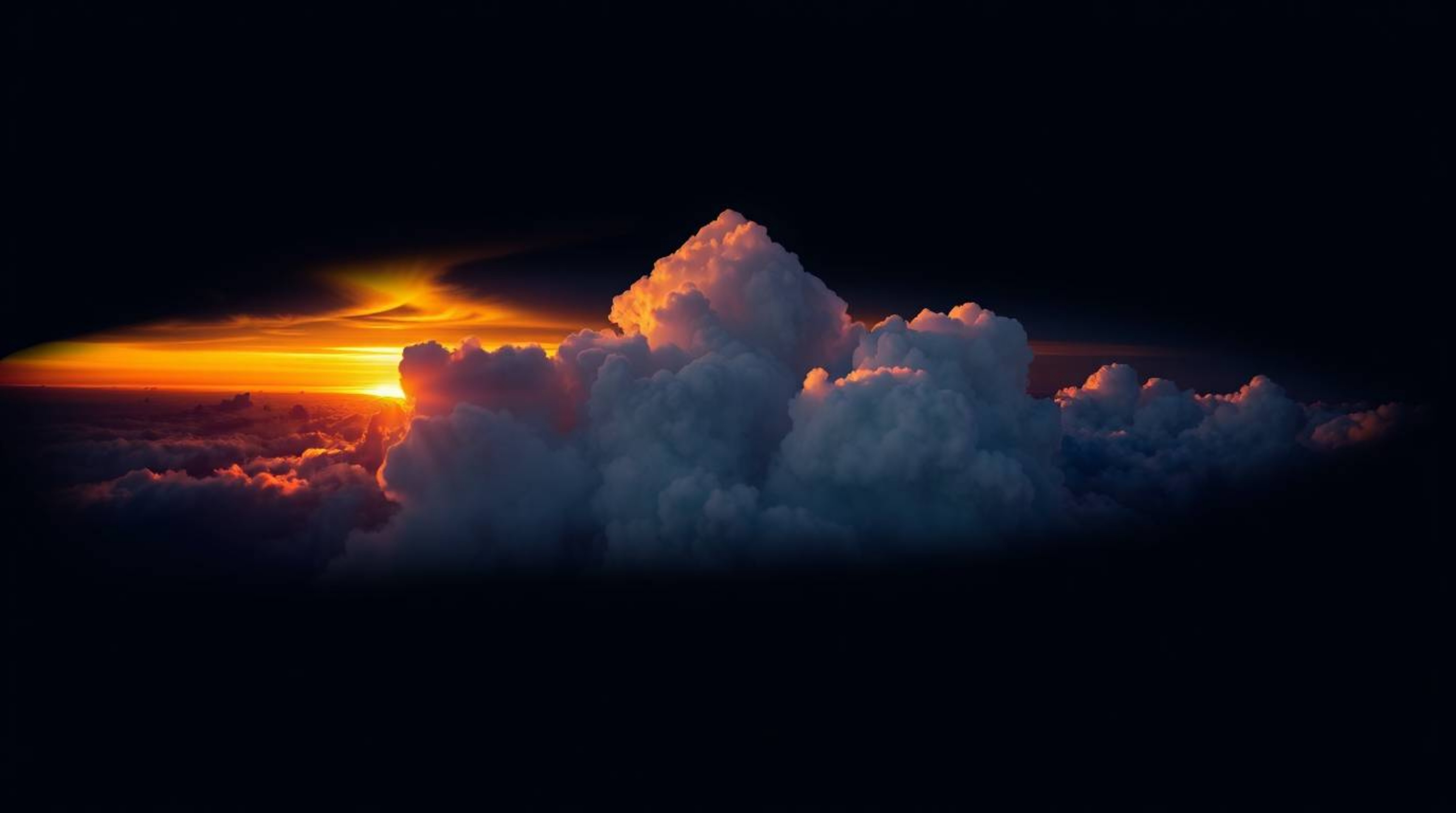 A visually striking logo design featuring thunderstorm clouds dramatically illuminated by a sunset. The logo incorporates ge