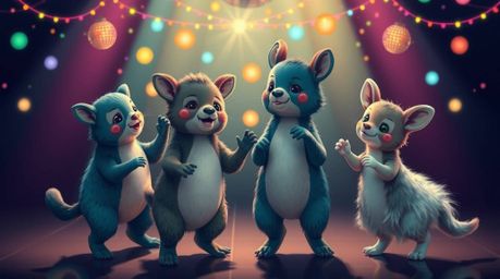 Get ready to groove with this adorable animal dance party! Featuring disco lights, a rich deep teal color palette, and luxuri