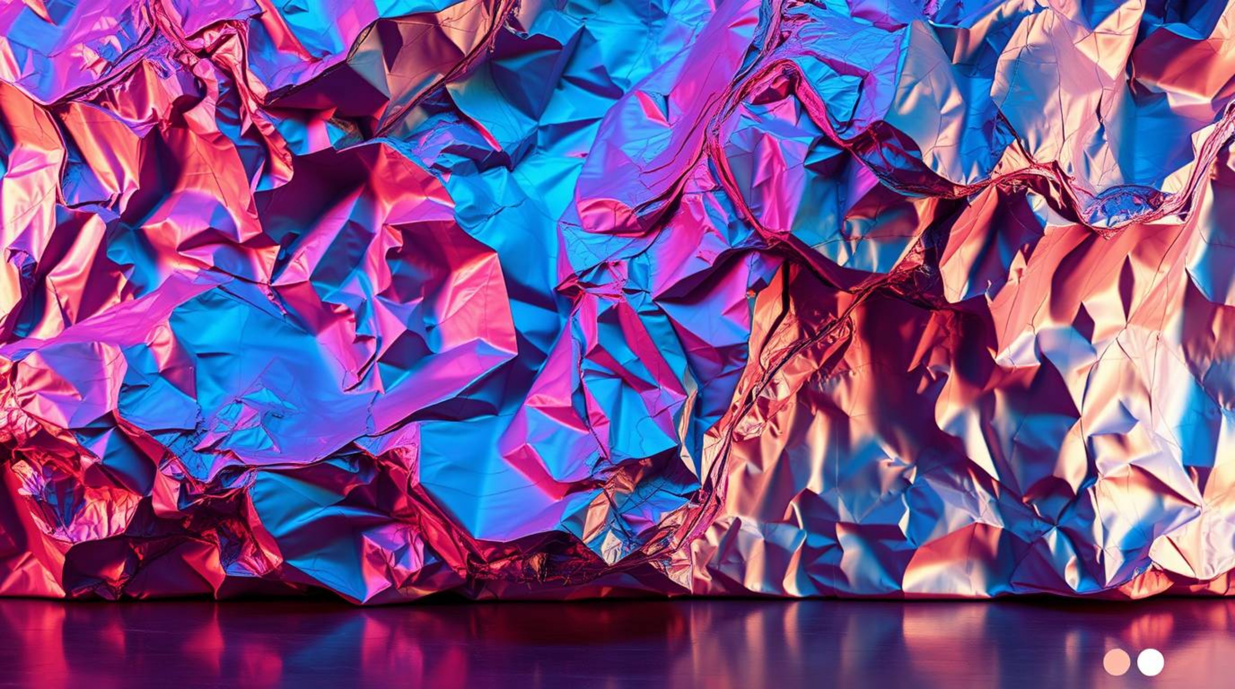 Explore the captivating world of layered papier-mâché art with an iridescent gradient texture on a metallic surface. This mas