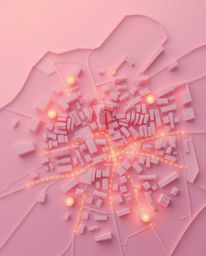 Immerse yourself in a soothing ambiance with an abstract city map composed of geometric shapes rendered in soft pastel colors