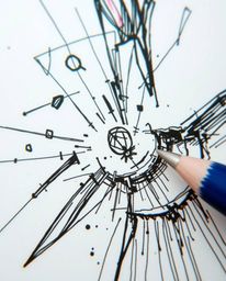 Explore a collection of hand-drawn sketches featuring extreme macro close-ups of abstract shapes.  These unique pieces utiliz