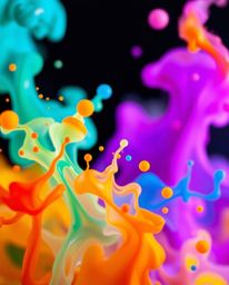 A captivating macro photograph showcases the ethereal beauty of ink swirling in water, creating vibrant and dynamic splash sh