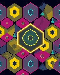 This adorable and charming logo is inspired by a seamless geometric pattern of hexagons and triangles rendered in vibrant neo