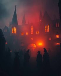 Immerse yourself in a magical school shrouded in mystery. Bathed in a warm, inviting light that fights against the thick fog,