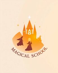 A captivating logo design for a magical school brimming with young wizards.  Inspired by the warm glow of golden hour, the lo