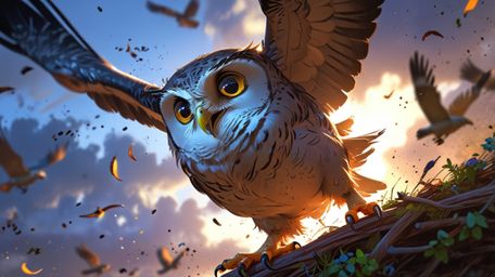 In a beautifully rendered scene that combines the emotive storytelling of Pixar with the stylistic flair of anime, a wise bli