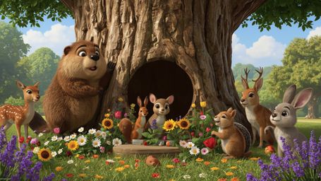 A highly detailed, commercial-quality stock photo captures a friendly, fluffy beaver with a kind smile, busily building the p