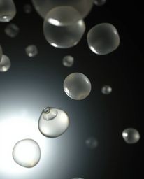 Explore stunning 3D renders featuring translucent fluid organic blobs gracefully floating in space. These tight close-up shot