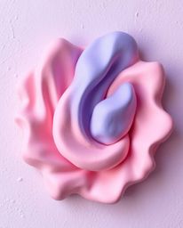 Discover stunning sculptural clay art featuring a soft gradient blend of pink, blue, and violet hues.  The modeled shapes and