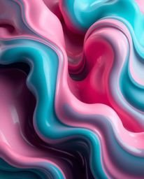 Explore a mesmerizing high-angle perspective showcasing luxurious and vibrant 3D abstract liquid forms rendered in rich, deep