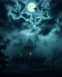 Experience the chilling atmosphere of a fog-covered Victorian mansion under the eerie moonlight. Witness the intense drama of