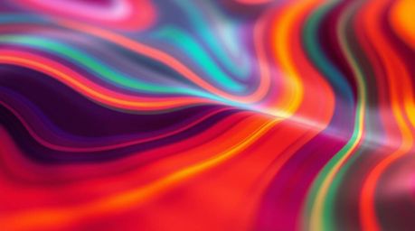 Immerse yourself in a close-up digital art piece showcasing detailed neon gradient textures seamlessly flowing across a liqui