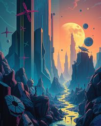 Explore a collection of dreamlike surreal imagery featuring abstract shapes with glitch effects, fragmentation, and scanlines