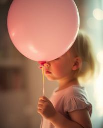 Immerse yourself in a soft, dreamy atmosphere with artistic lighting and abstract patterns. The image captures a child holdin
