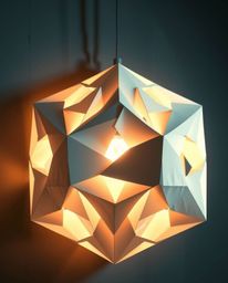 This captivating image showcases Isekai anime-style light art featuring a stunning 3D geometric pattern reminiscent of folded