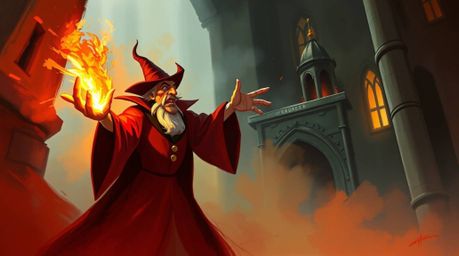 A dynamic digital sketch portrays a classic Disney villain casting a spell within the confines of an old castle. The artwork