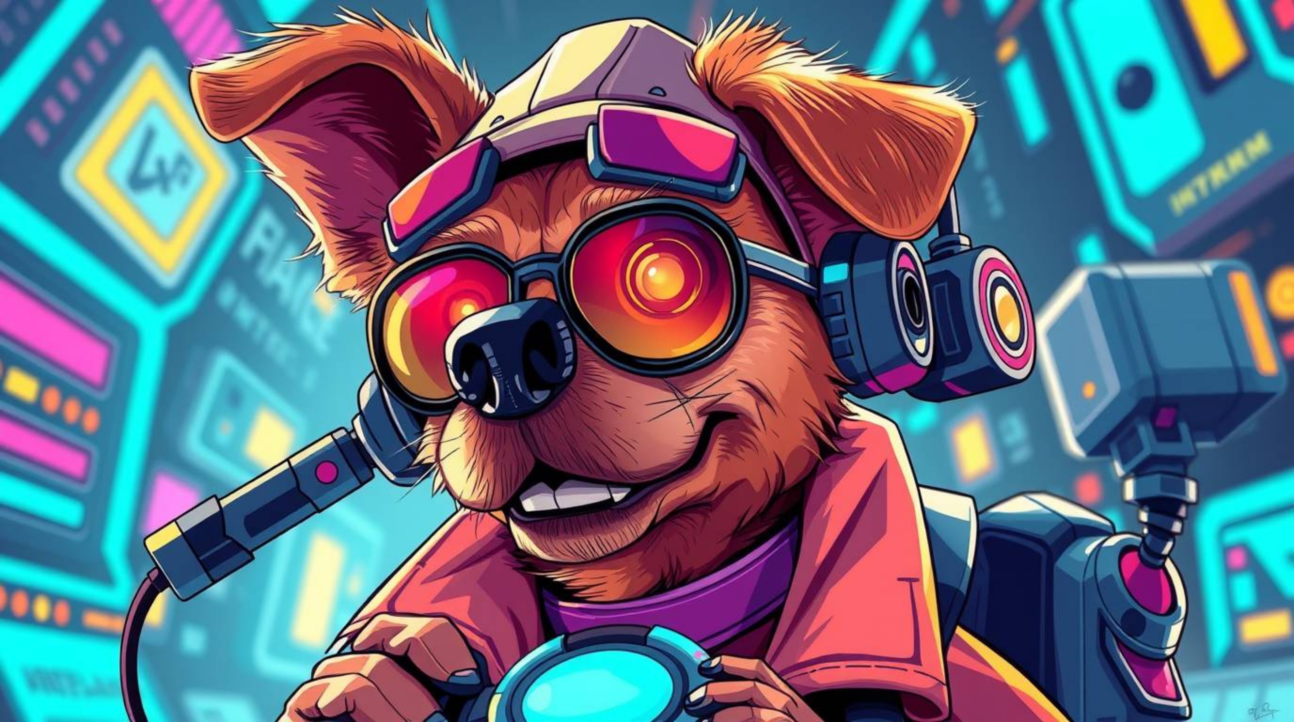 A lively and energetic dog detective utilizes high-tech gadgets in a futuristic sci-fi world. Featuring bright, vibrant color