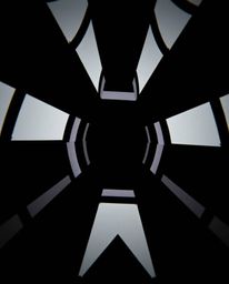 Immerse yourself in a captivating black and white geometric optical illusion pattern, rendered in a cinematic style with inte