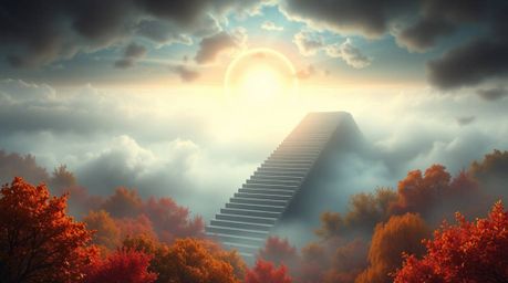 Explore a breathtaking scene where warm autumn hues meet futuristic sci-fi elements in an illustration of a dramatic ocean st