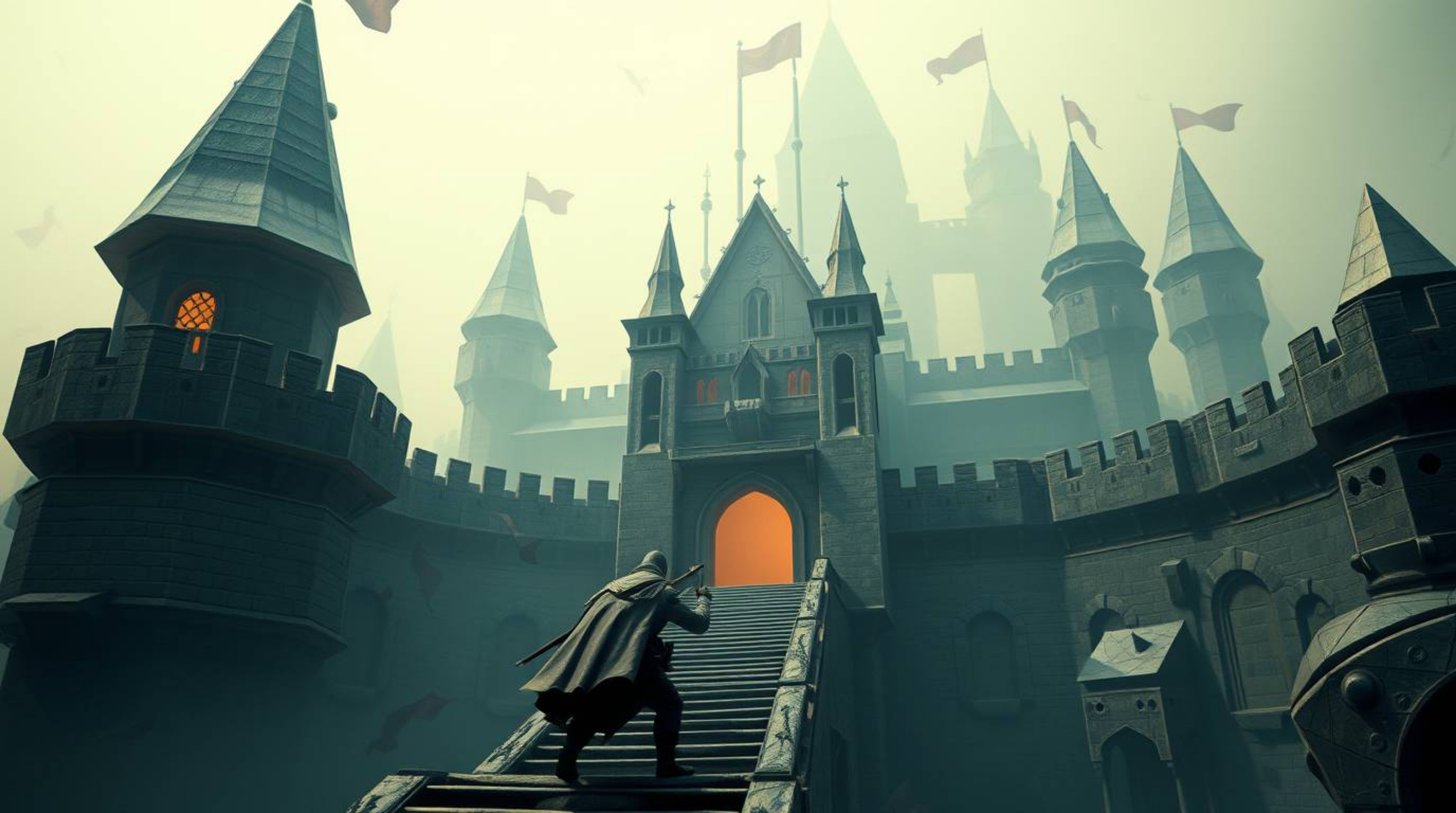 A thief's daring infiltration of a heavily guarded castle is reimagined in a unique origami style, featuring soft cinematic h