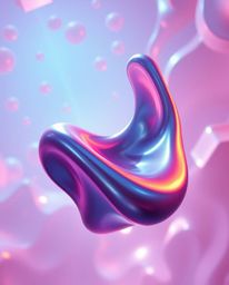 Experience the dramatic and cinematic artistry of smooth, 3D fluid metallic shapes gracefully floating in zero gravity, illum