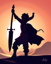 A captivating digital painting showcases a brave Disney-style hero embarking on a desert adventure.  The artwork utilizes sil