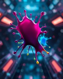 Explore a futuristic realm where sci-fi meets abstract art.  Experience blurred bokeh effects and vibrant 3D colorful splash 