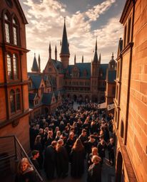 Experience the allure of a magical school filled with young wizards, captured in precise architectural color photography. Bat