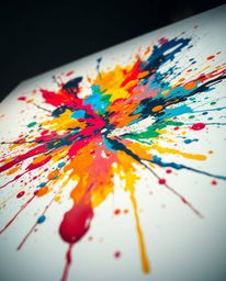 Experience a dynamic and captivating visual with this low-angle, dramatic abstract painting. The artwork features a vibrant p