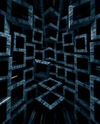 A captivating image showcases a dynamic, high-contrast pattern of repeating cubes, rendered in the style of Escher's impossib