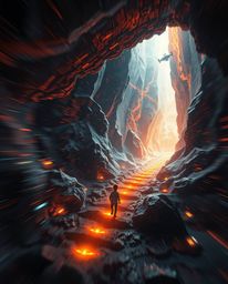 Explore a mesmerizing futuristic digital art piece featuring dynamic motion blur and abstract patterns. The scene depicts a c