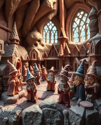 Immerse yourself in a world of enchantment with this stunning sculptural clay art depicting a magical school teeming with you