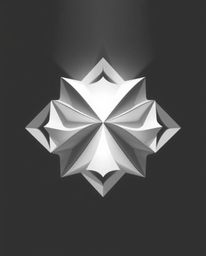 An ethereal Isekai-inspired illustration features a monochrome 3D geometric pattern reminiscent of folded paper.  Expressive 