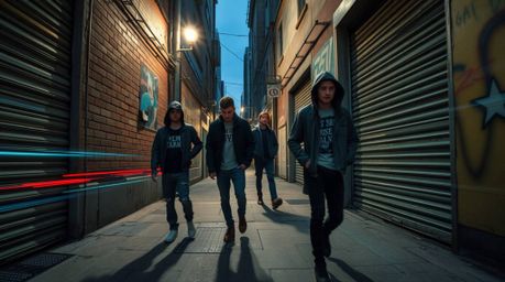 Explore the captivating world of long-exposure photography in a grungy city alley, where rebellious teens become subjects of 